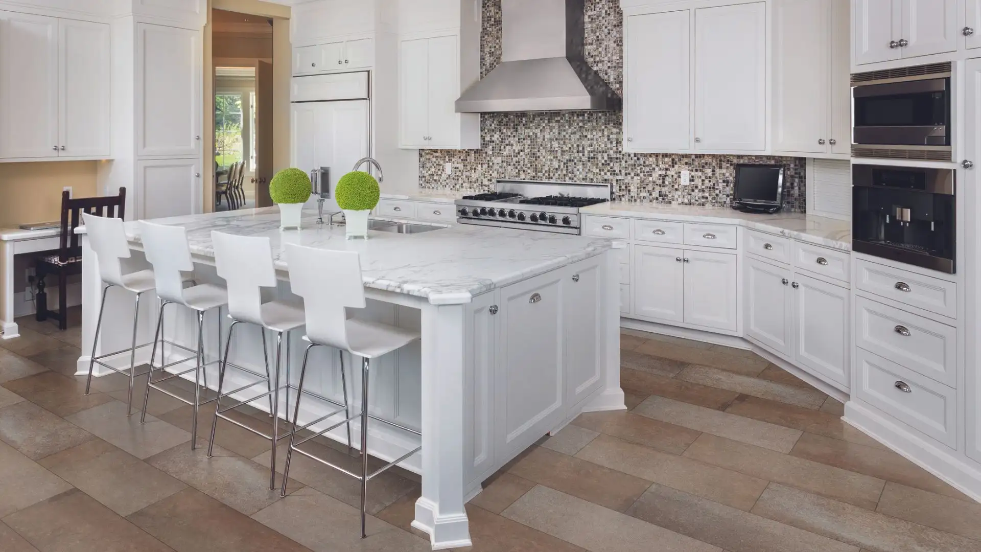 White cabinets in a modern kitchen